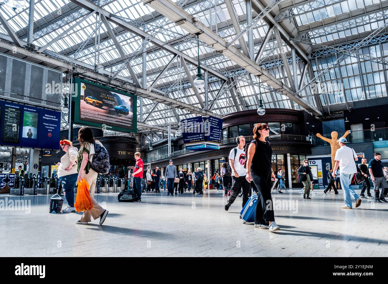 L'atrio principale della stazione centrale di Glasgow, Glasgow, Scozia Foto Stock