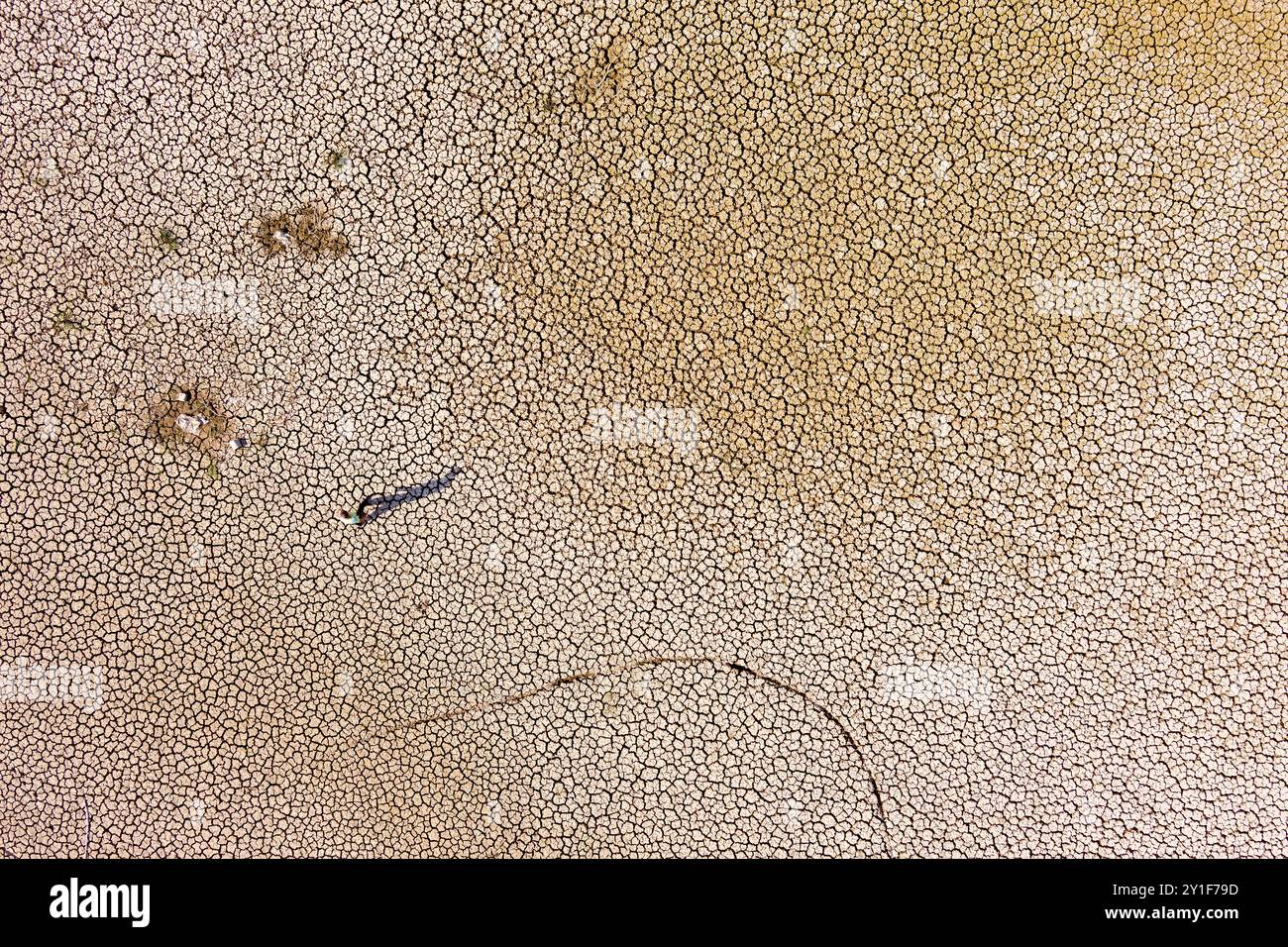 Il lago di Kato Scholari, un po' fuori Salonicco, in Grecia, si trasformò in un deserto. Il lago un tempo pieno che era un habitat con molte specie di fl Foto Stock