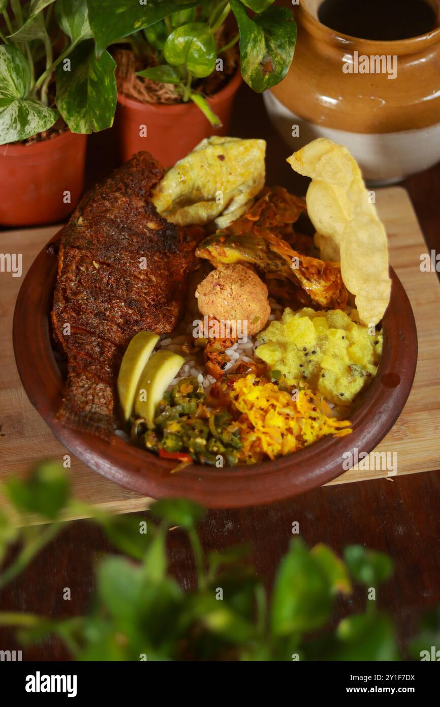 Pranzo in stile Kerala Fotografia pasti fotografia Foto Stock