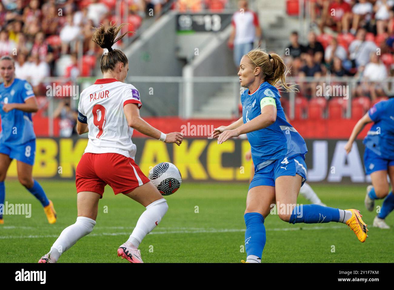 SOSNOWIEC 16.07.2024 FEMMINILE CALCIO, QUALIFICHE EURO 2025, STAGIONE 2024 2025 POLONIA VS ISLANDA EWA PAJOR (9) PIOTR FRONT / ARENA AKCJI Foto Stock
