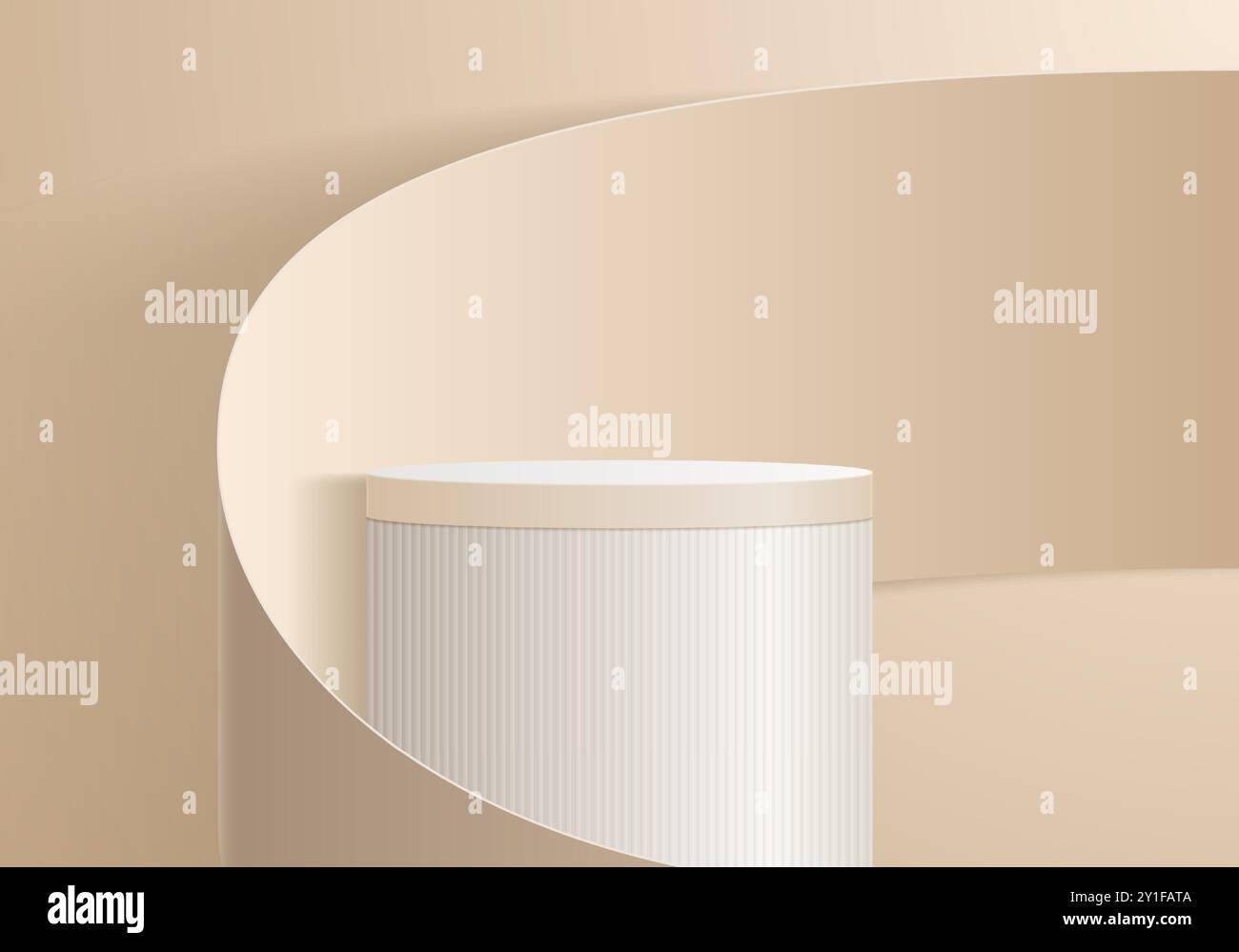 Podio rotondo o piedistallo per sala esposizioni in studio su sfondo beige in design minimalista astratto. Illustrazione vettoriale. Illustrazione Vettoriale