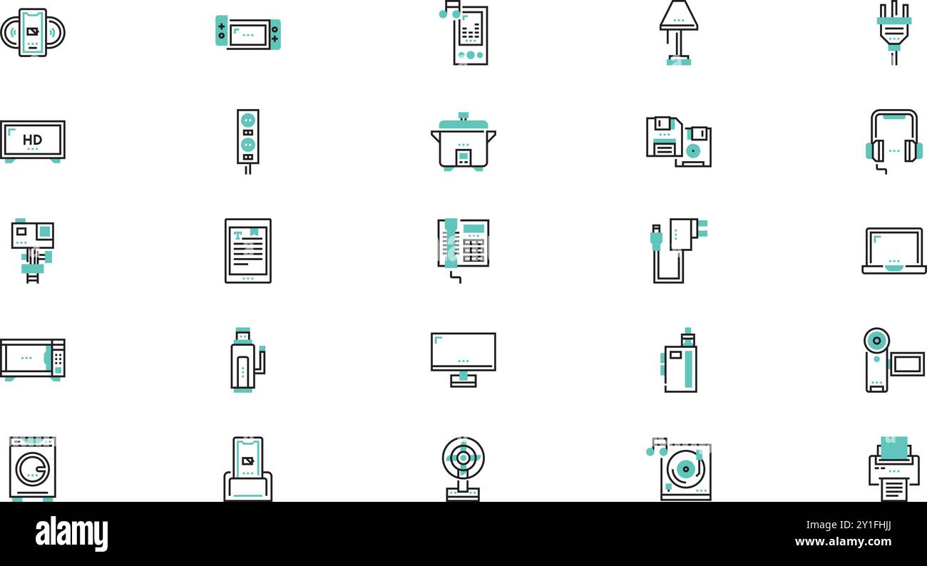 Icone dei componenti elettronici raccolta di icone vettoriali di alta qualità con tratto modificabile. Ideale per progetti professionali e creativi. Illustrazione Vettoriale