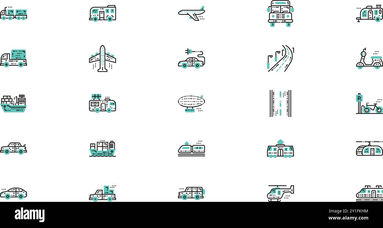 Icone di trasporto raccolta icone vettoriali di alta qualità con tratto modificabile. Ideale per progetti professionali e creativi. Illustrazione Vettoriale