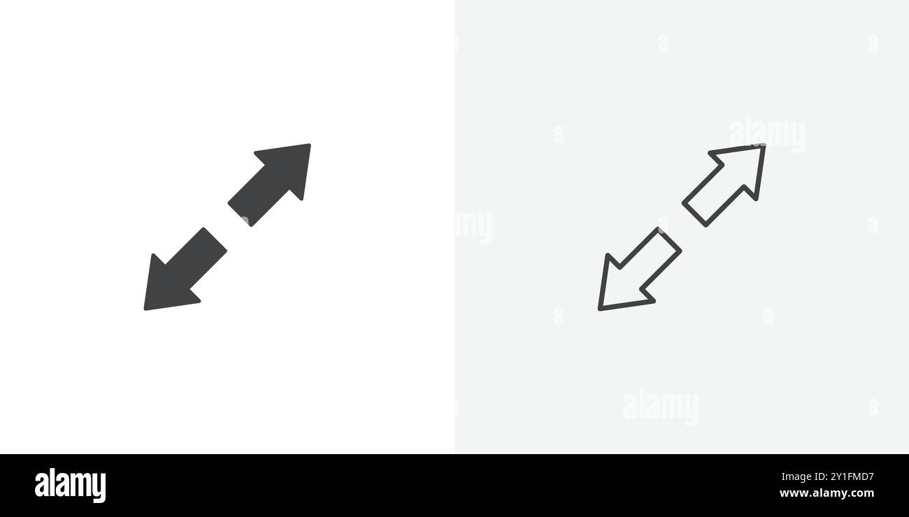 Icona a schermo intero Flat Outline Collection su sfondo bianco e nero Illustrazione Vettoriale