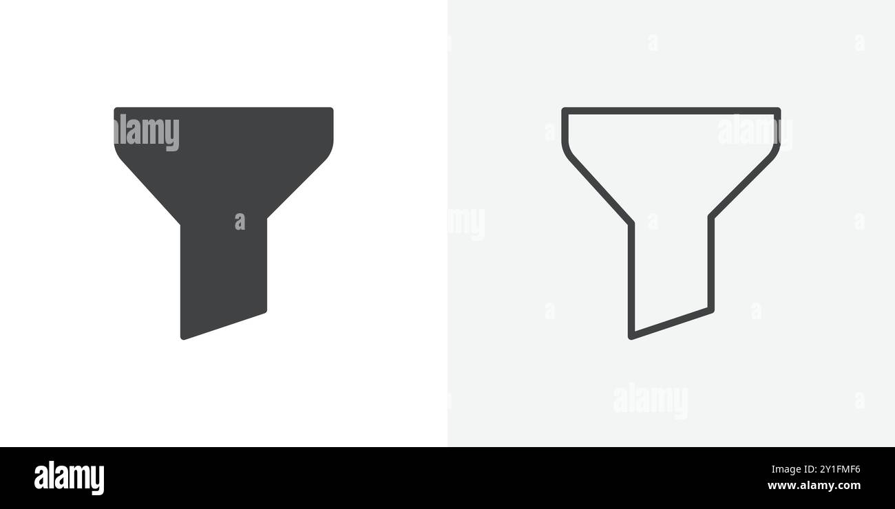 Icona filtro raccolta contorno piatto su sfondo bianco e nero Illustrazione Vettoriale