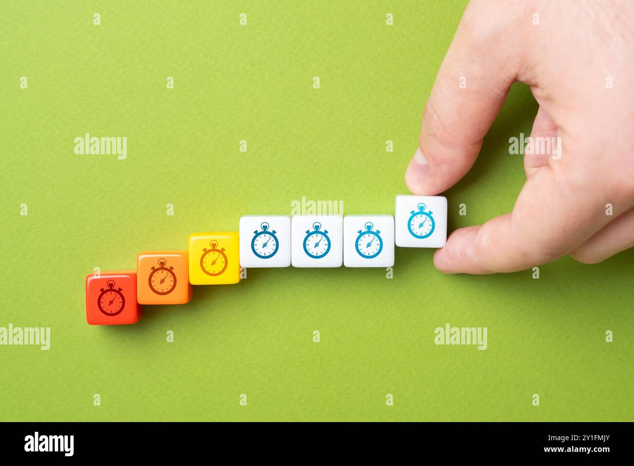 Aggiungere tempo a un periodo di scadenza. Fuori programma. Fatelo prima della fine del termine. Scadenza. Perdita di rilevanza. Diminuzione dei risultati, obsolescenza Foto Stock
