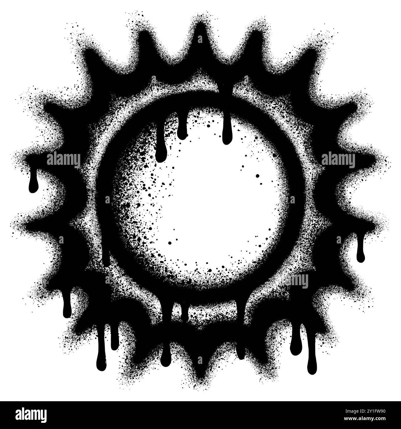 Graffiti solari con vernice spray nera.illustrazione vettoriale. Illustrazione Vettoriale