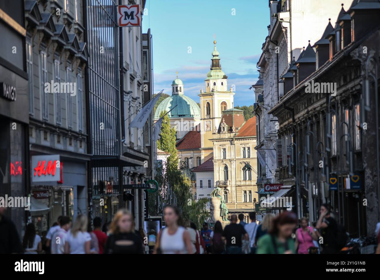 Lubiana: Čopova ulica (strada) e città Vecchia. Slovenia Foto Stock