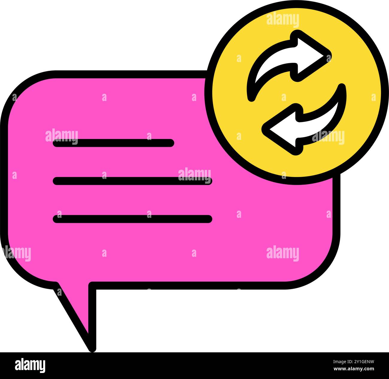 icona di una bolla piatta e chat di testo con simboli ripetuti. File modificabile Illustrazione Vettoriale