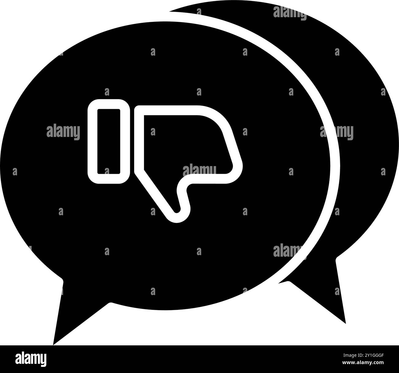 icona di una chat a bolle di glifo con simboli thumb-down, feedback negativo dei clienti. File modificabile Illustrazione Vettoriale