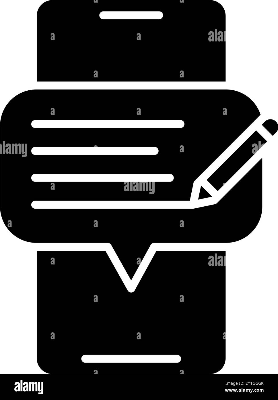 icona telefono con glifo pieno e bolla della chat con la scrittura di testo, revisione o feedback. File modificabile Illustrazione Vettoriale
