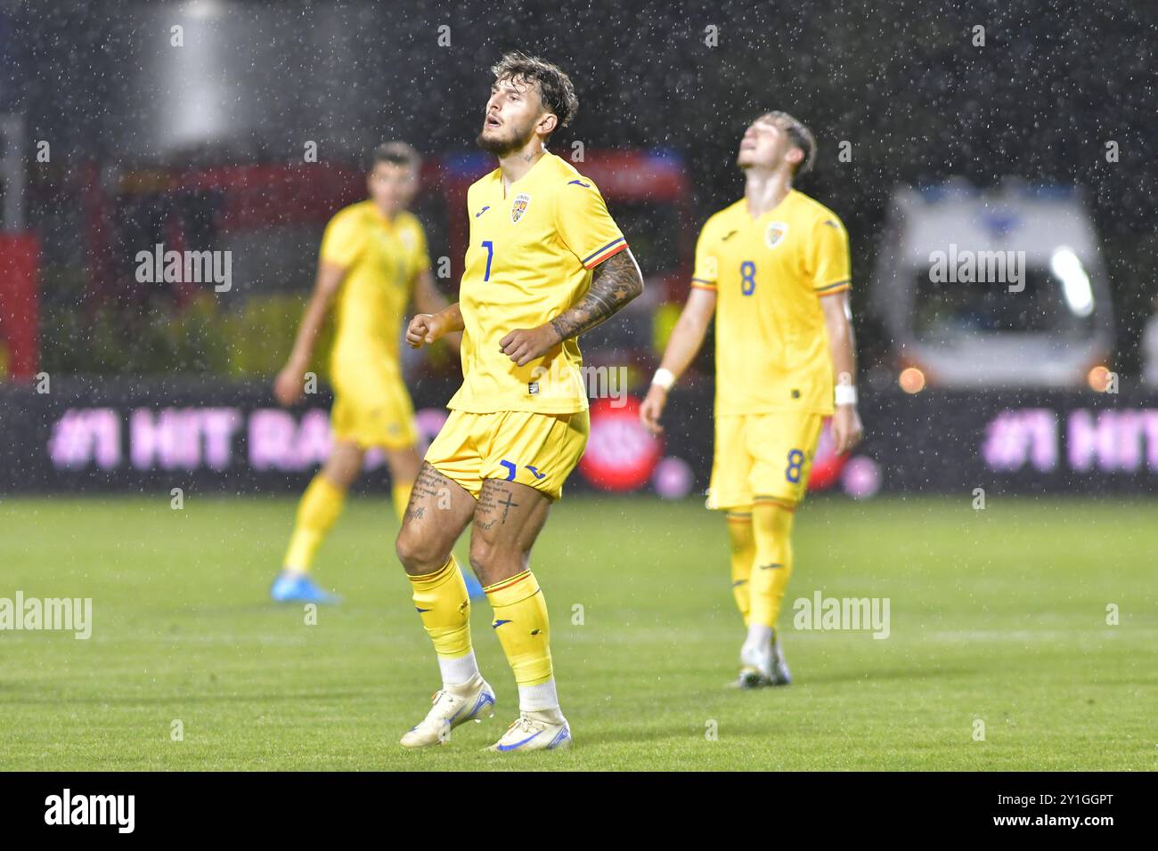 IANIS STOICA DURANTE ROMANIA U2 VS MONTENEGRO U21,PARTITA DI QUALIFICAZIONE PER EURO U21 SLOVACCHIA 2025 , TARGOVISTE , ROMANIA 06.09.2024 Foto Stock