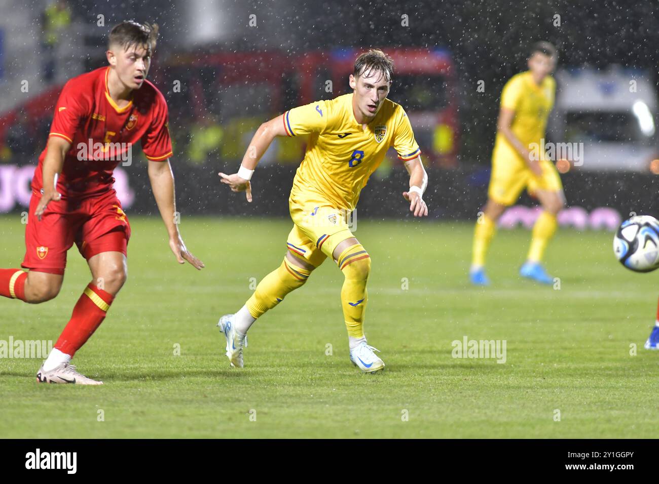 CONSTANTIN GRAMENI IN ROMANIA U2 CONTRO MONTENEGRO U21, PARTITA DI QUALIFICAZIONE PER EURO U21 SLOVACCHIA 2025, TARGOVISTE, ROMANIA 06.09.2024 Foto Stock