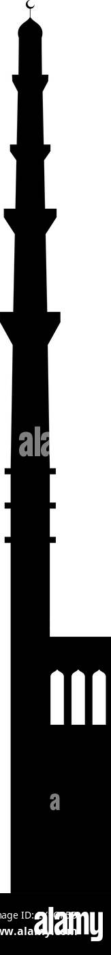 Moschea di architettura araba con silhouette nera. Tetto della moschea, panorama della città islamica e sagome dello skyline minareto per le festività islamiche Ramadan, Eid Illustrazione Vettoriale