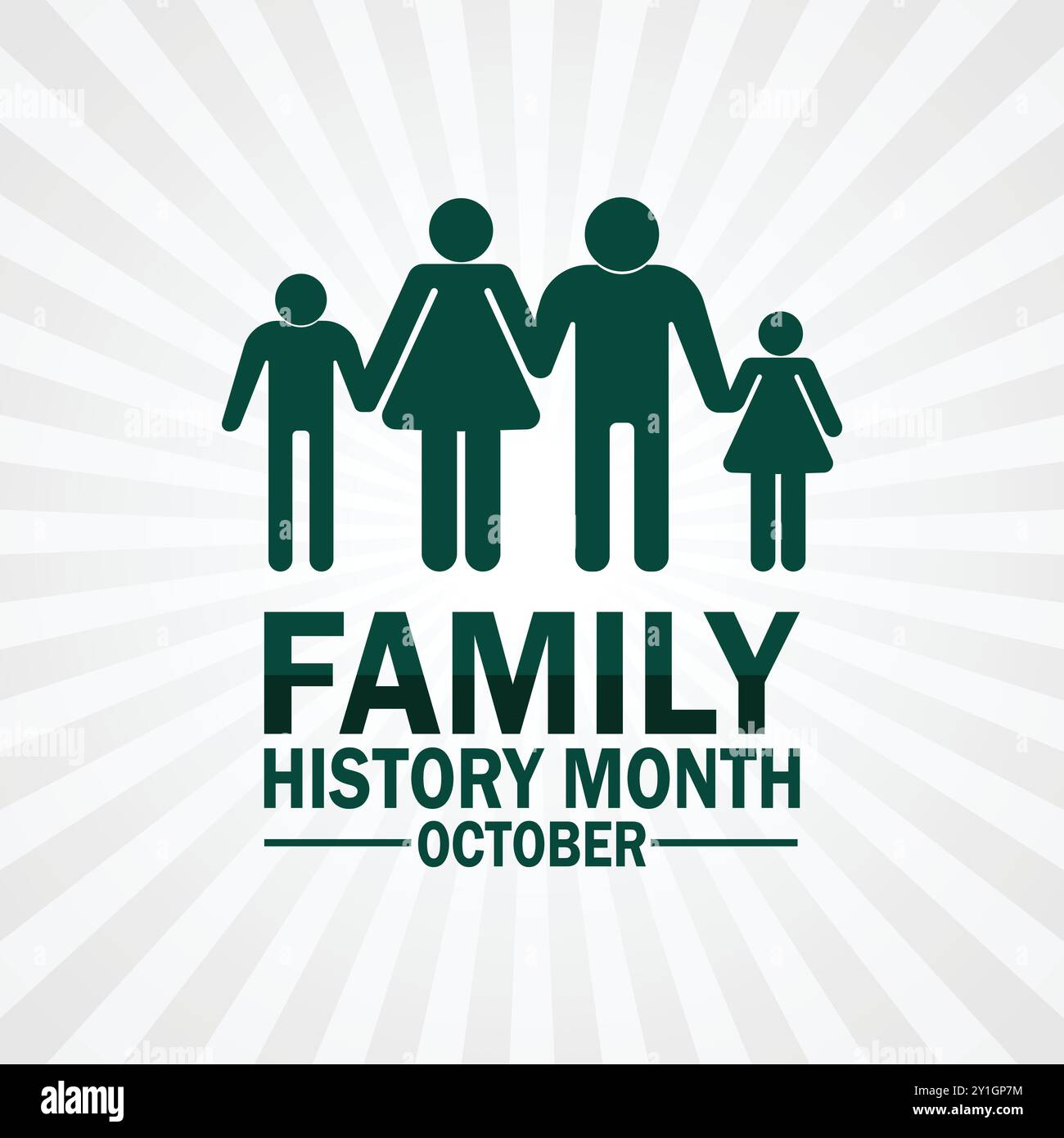 Mese storia famiglia. Ottobre. Concetto di vacanza. Modello per sfondo, banner, scheda, poster con iscrizione di testo. Illustrazione vettoriale Illustrazione Vettoriale