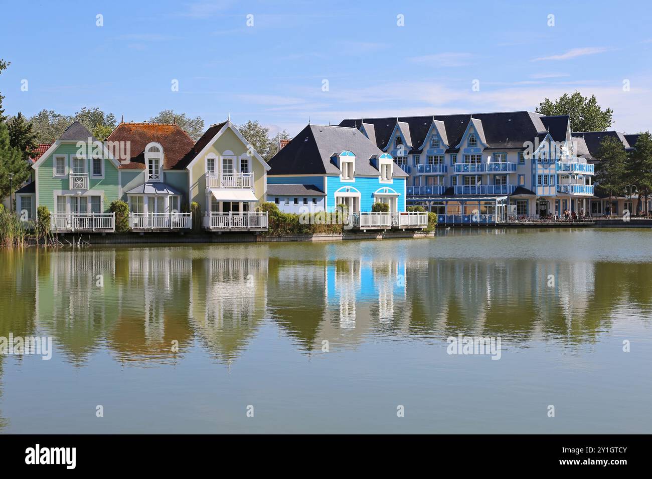 Eaux Vives e Restaurant l'Onagre, Belle Dune, Promenade du Marquenterre, Fort Mahon Plage, Côte Picarde, somme, Hauts de France, Francia, Europa Foto Stock