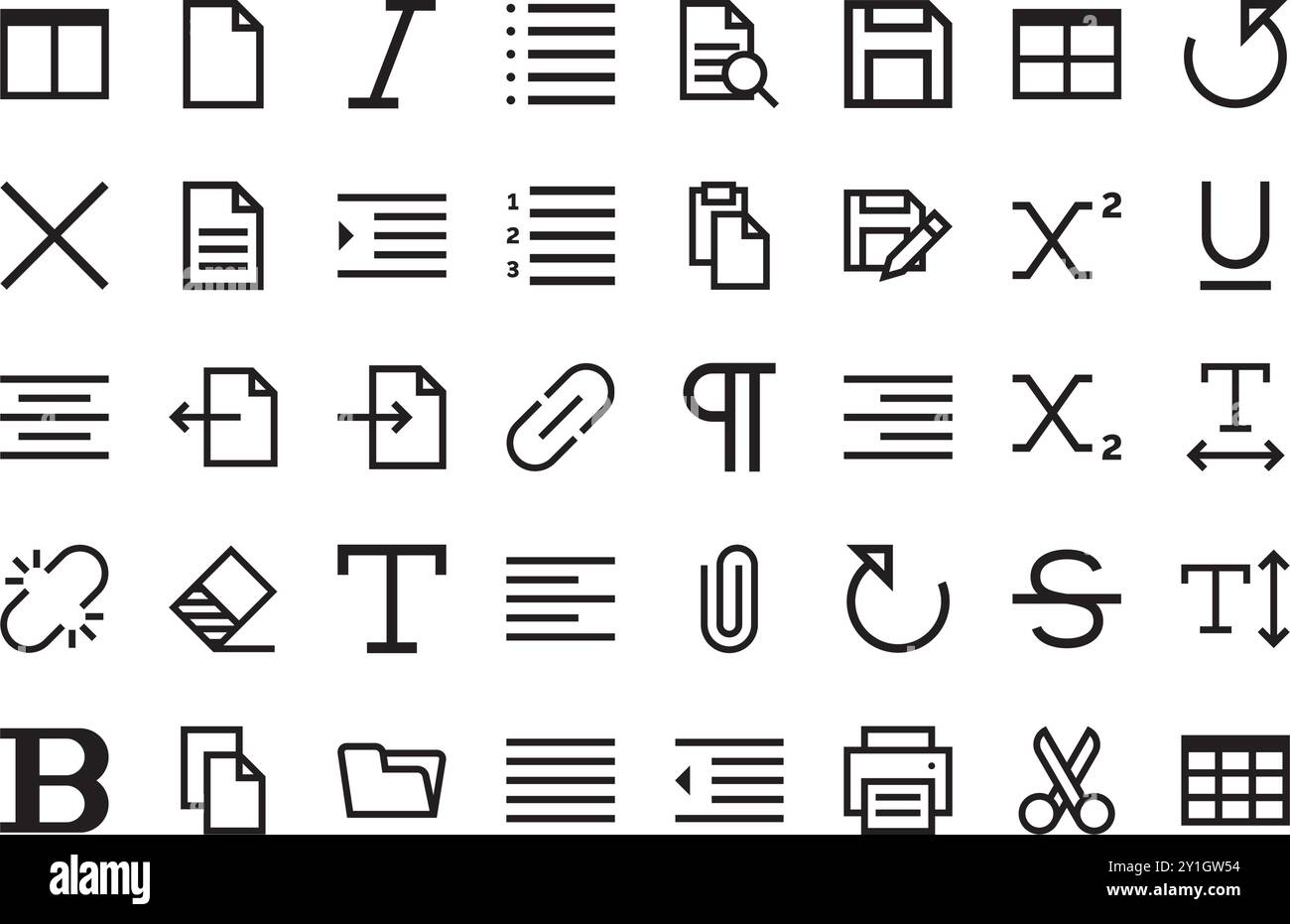 Icone della raccolta dell'editor di testo raccolta icone vettoriali di alta qualità con traccia modificabile. Ideale per progetti professionali e creativi. Illustrazione Vettoriale