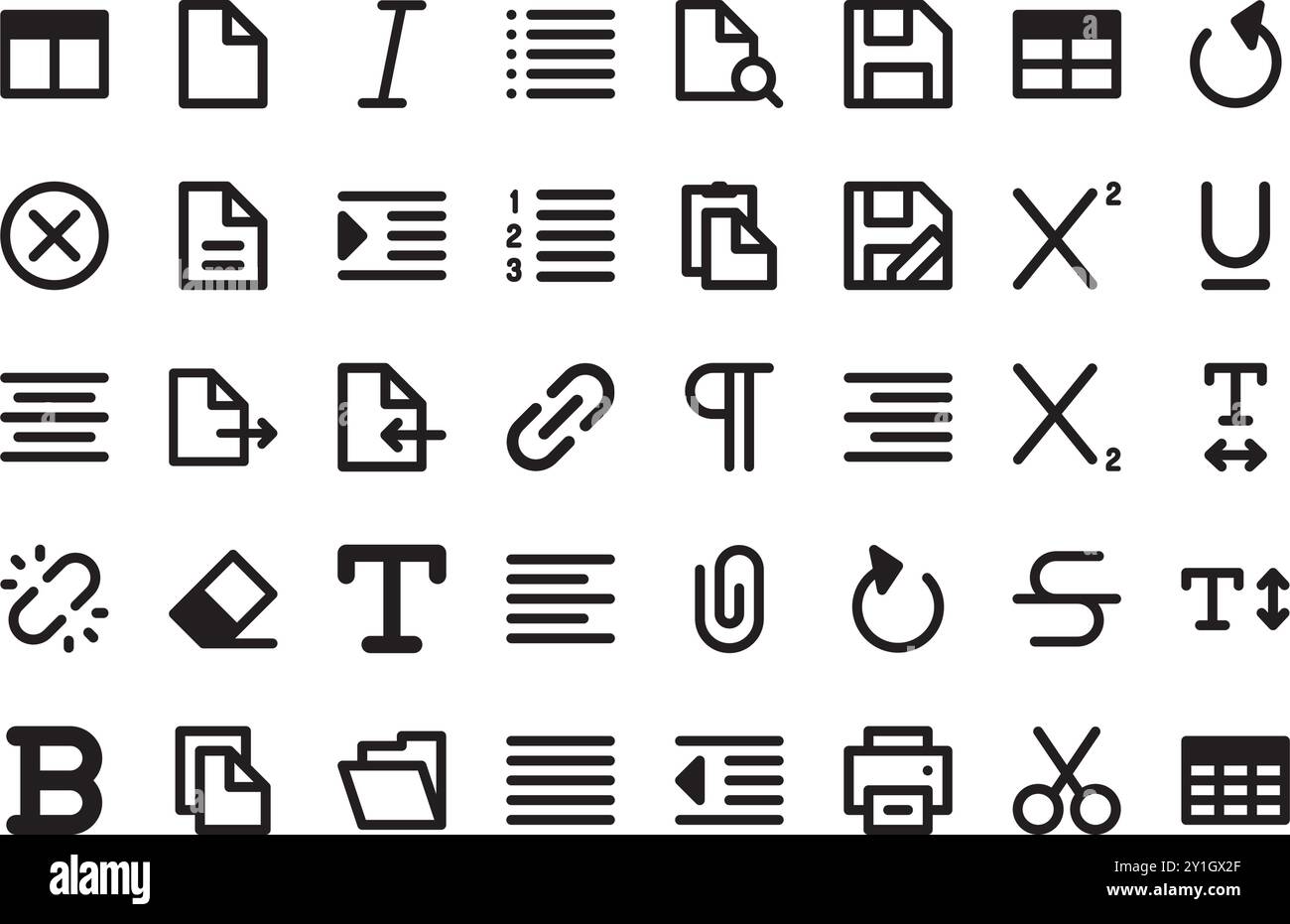 Icone dell'editor di testo raccolta icone vettoriali di alta qualità con traccia modificabile. Ideale per progetti professionali e creativi. Illustrazione Vettoriale
