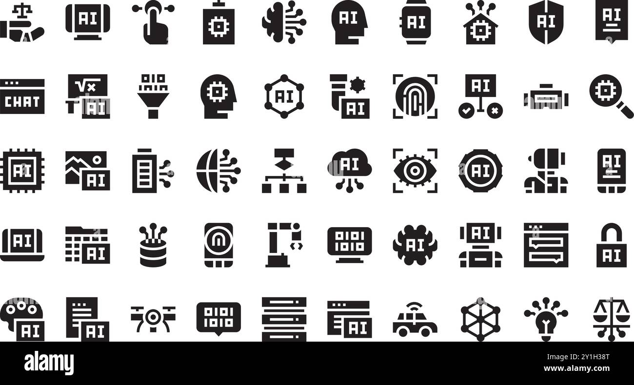 Icone ai raccolta di icone vettoriali di alta qualità con tratto modificabile. Ideale per progetti professionali e creativi. Illustrazione Vettoriale