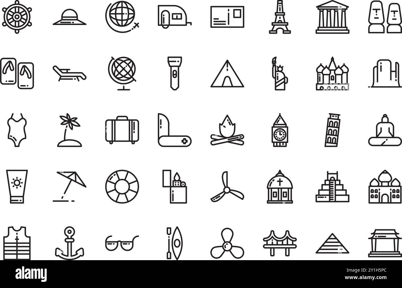 Icone di viaggio Collezione icone vettoriali di alta qualità con tratto modificabile. Ideale per progetti professionali e creativi. Illustrazione Vettoriale