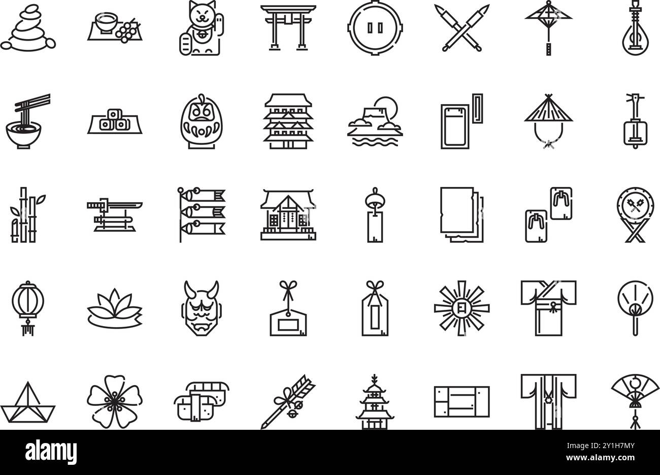 Japan icons Collezione di icone vettoriali di alta qualità con tratto modificabile. Ideale per progetti professionali e creativi. Illustrazione Vettoriale