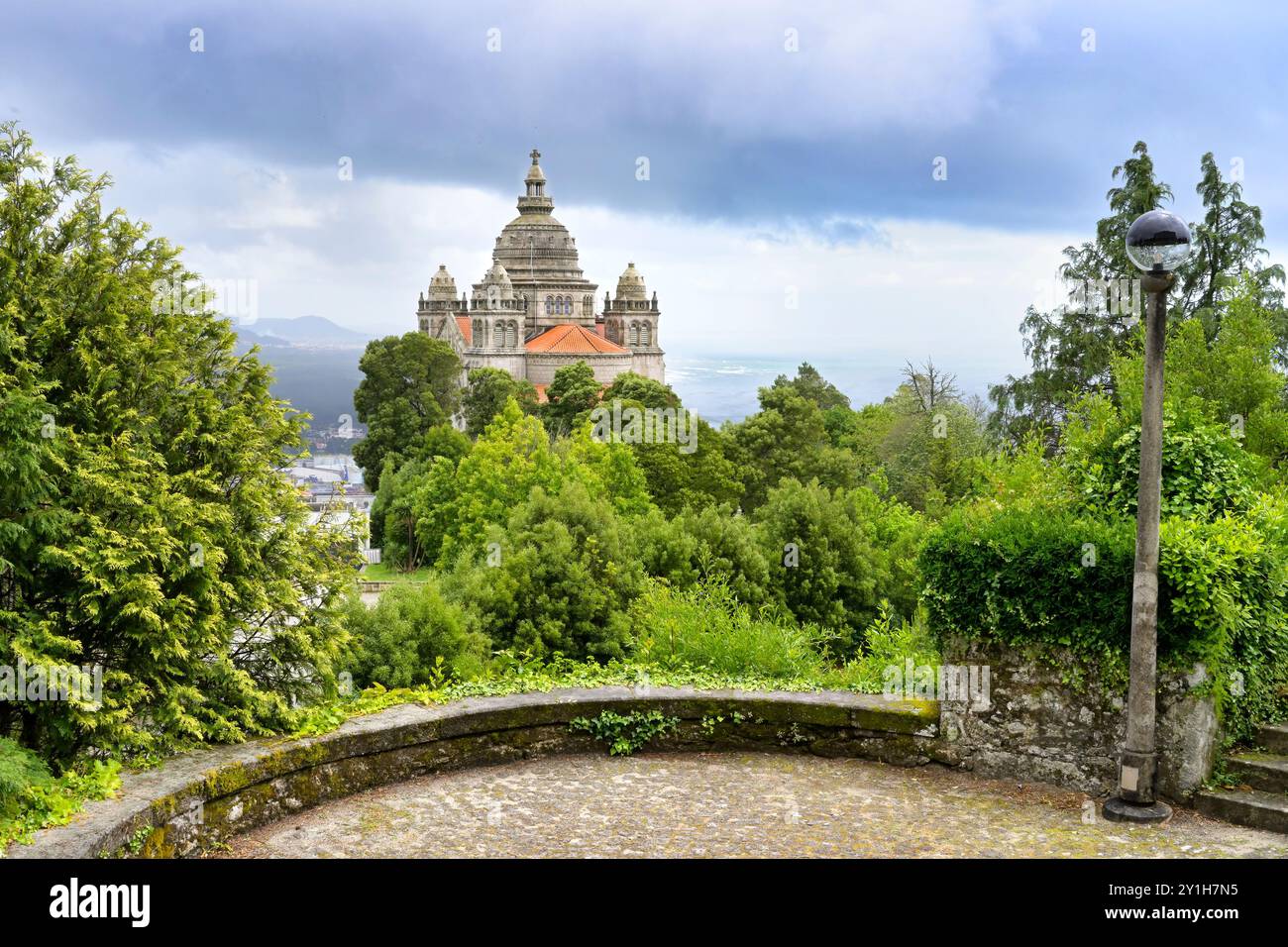 Vista sul Santuario del Sacro cuore di Gesù, la Chiesa di Santa Lucia, Viana do Castelo, Minho, Portogallo Foto Stock