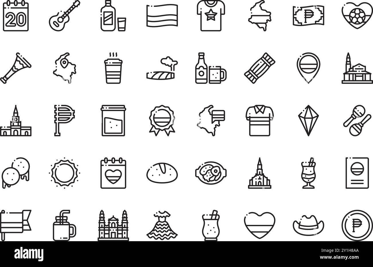 Colombia Iicons Collezione di icone vettoriali di alta qualità con tratto modificabile. Ideale per progetti professionali e creativi. Illustrazione Vettoriale