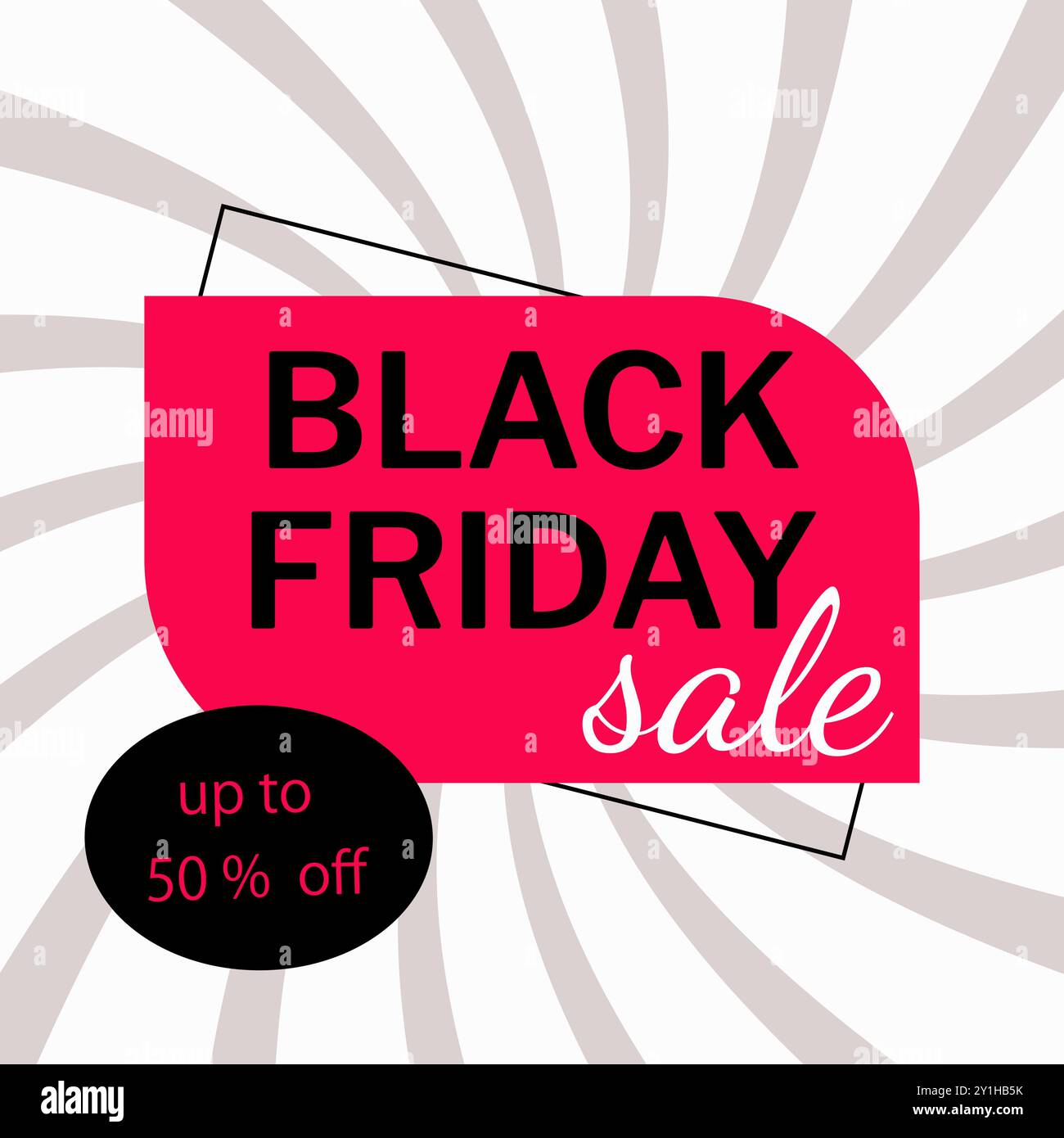 Banner Black Friday su sfondo retrò sconto del 50% Foto Stock