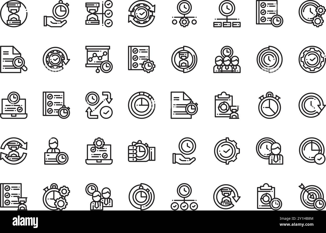 Icone di gestione del tempo raccolta icone vettoriali di alta qualità con traccia modificabile. Ideale per progetti professionali e creativi. Illustrazione Vettoriale