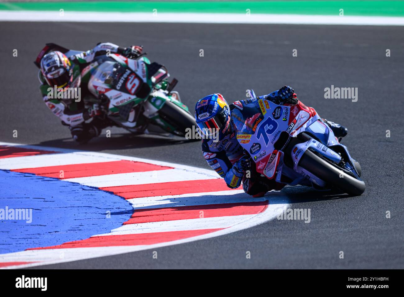 Misano Adriatico, Italia. 7 settembre 2024. Alex MARQUEZ (SPA) - Gresini Racing MotoGP alla svolta 14 durante la sessione di qualificazione del Gran Premio Red Bull di San Marino 2024 a Misano Adriatico (Italia), 13° round del Campionato del mondo MotoGP 2024. Crediti: Riccardo Righetti/Alamy Live News Foto Stock