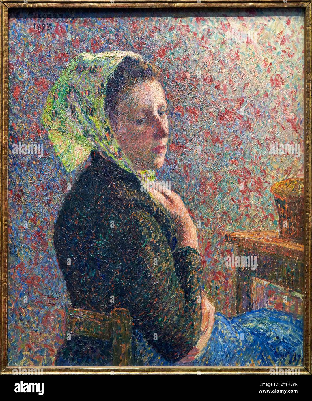 Camille Pissarro (Charlotte Amalie, Iles Vierges américaines (États-Unis) 1830 - Parigi 1903), Femme au fichu vert, 1893, Musée d'Orsay, Parigi, Francia. Foto Stock