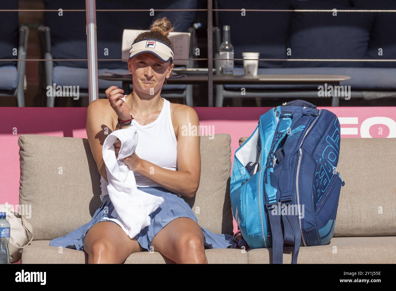 Montreux Svizzera, 7 settembre 2024. Irina-Camelia Begu (ROM) vince le semifinali contro Darja Semenistaja (LAT) durante le semifinali WTA 125 Montreux Nestle Open 2024 settima giornata al Montreux Tennis Club. Durante il WTA 125 Montreux Nestle Open, partita internazionale di tennis a Montreux, Svizzera, 7 settembre 2024 Credit: Independent Photo Agency Srl/Alamy Live News Credit: Independent Photo Agency Srl/Alamy Live News Foto Stock