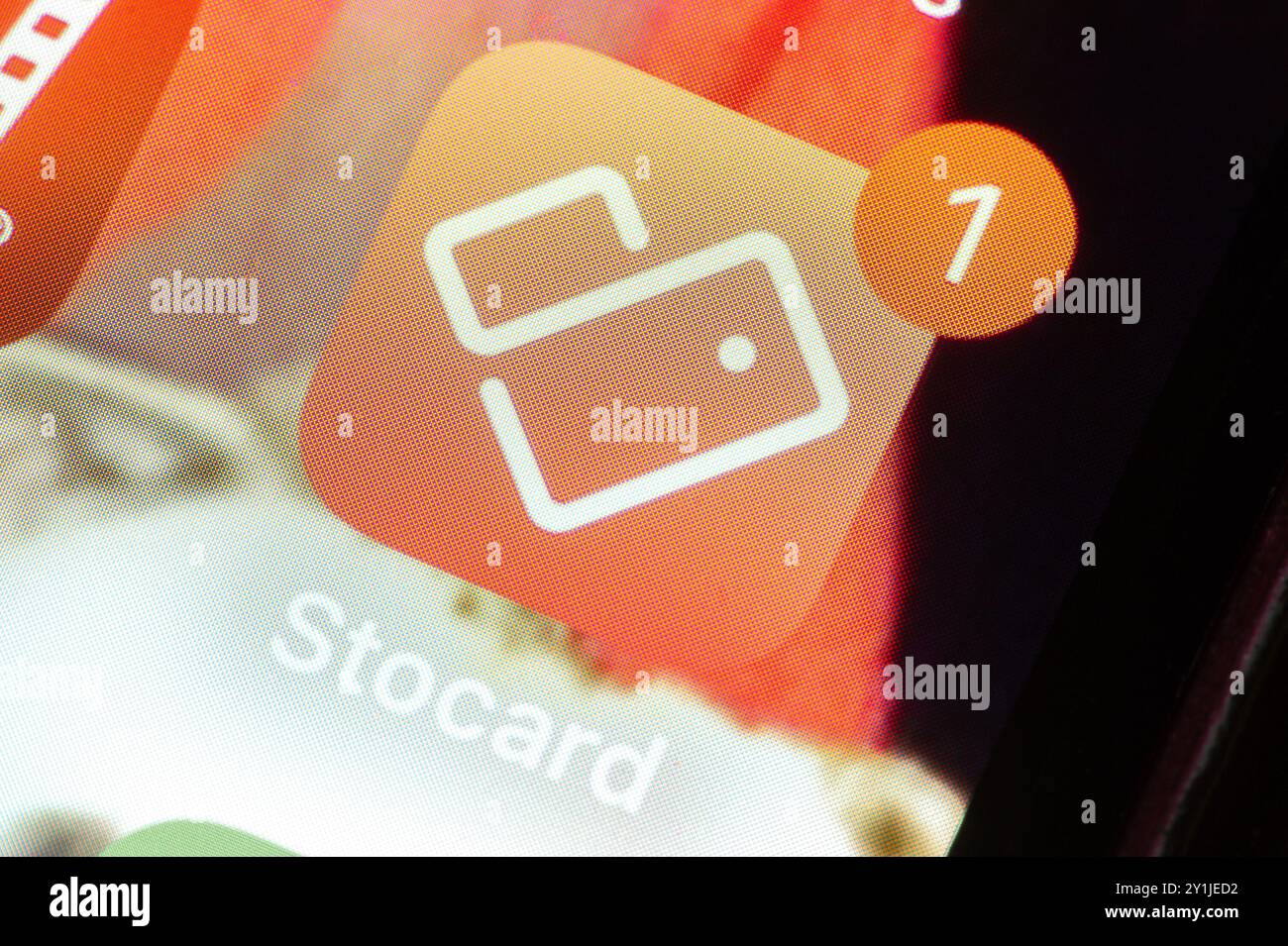 OSTRAVA, REPUBBLICA CECA - 27 LUGLIO 2024: App mobile Stocard per la memorizzazione di carte fedeltà per i negozi su smartphone Foto Stock
