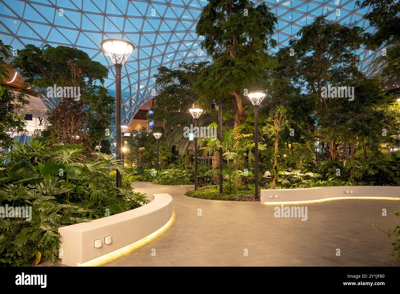 The Orchard, il giardino tropicale coperto dell'aeroporto di Doha presso l'aeroporto di Doha Qatar Foto Stock