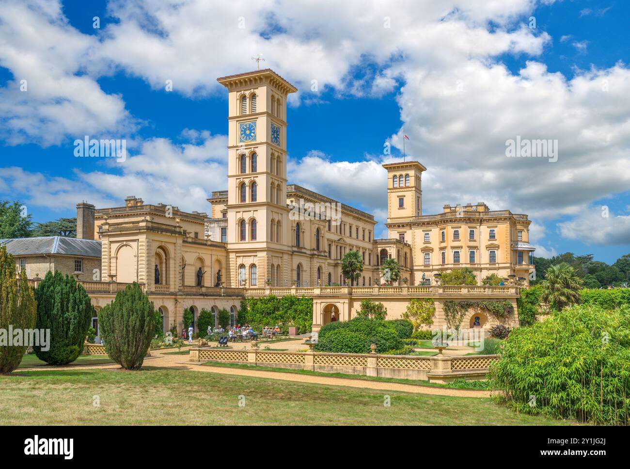 Retro di Osborne House, East Cowes, Isola di Wight, Inghilterra, Regno Unito Foto Stock