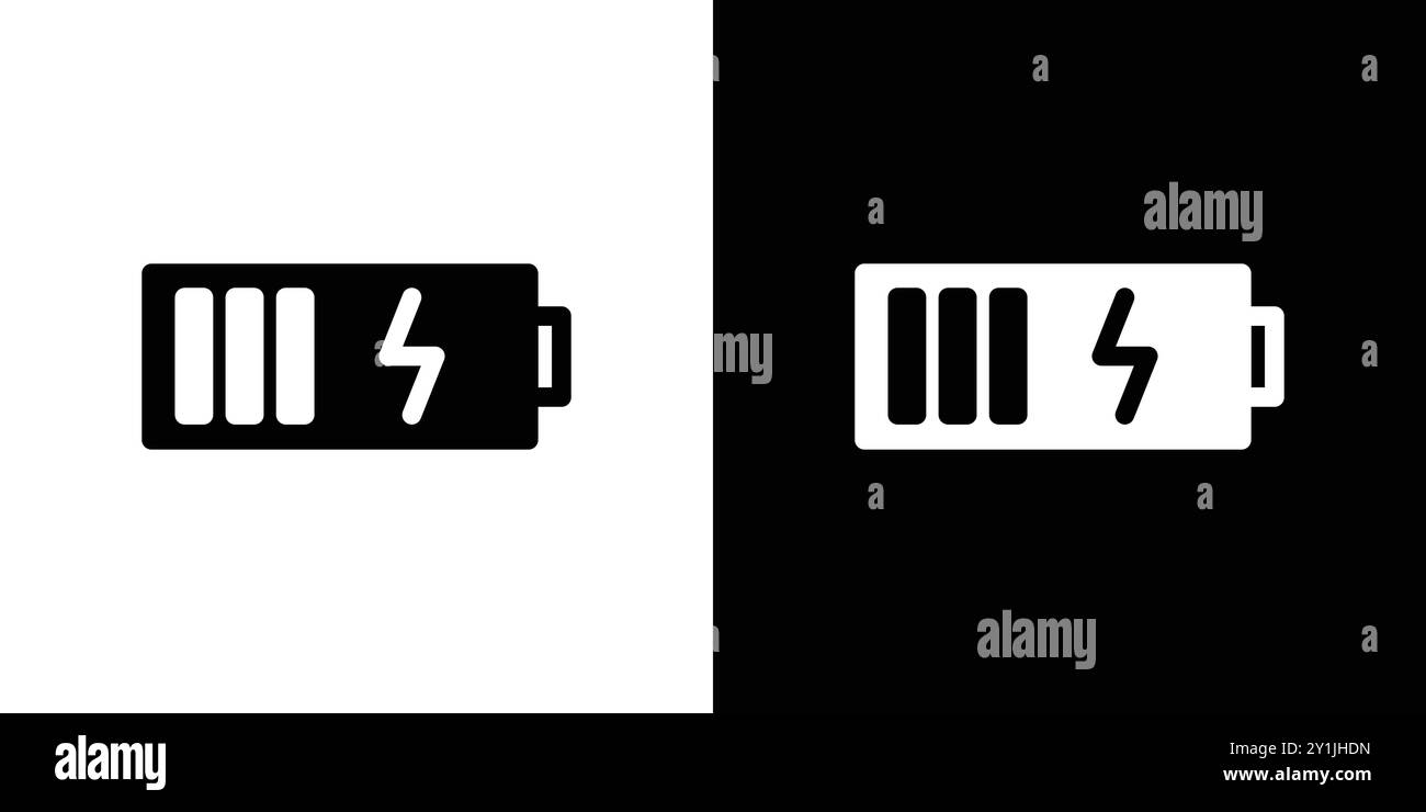 Design dell'icona di ricarica della batteria simbolo vettoriale piatto semplice delinea il logo del set di raccolta Illustrazione Vettoriale