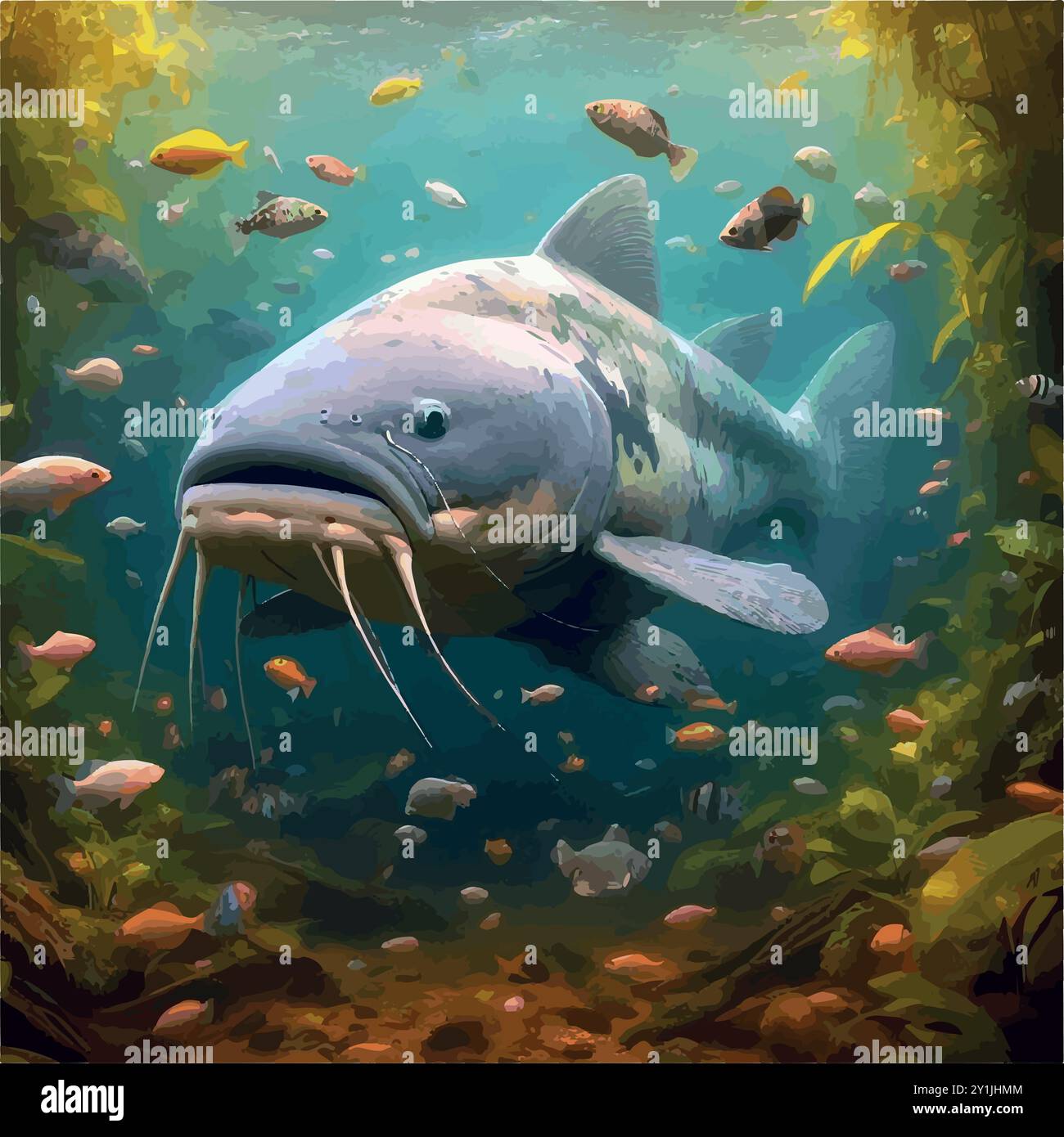 Piraíba Catfish: Il gigante che governa i fiumi amazzonici. Illustrazione Vettoriale