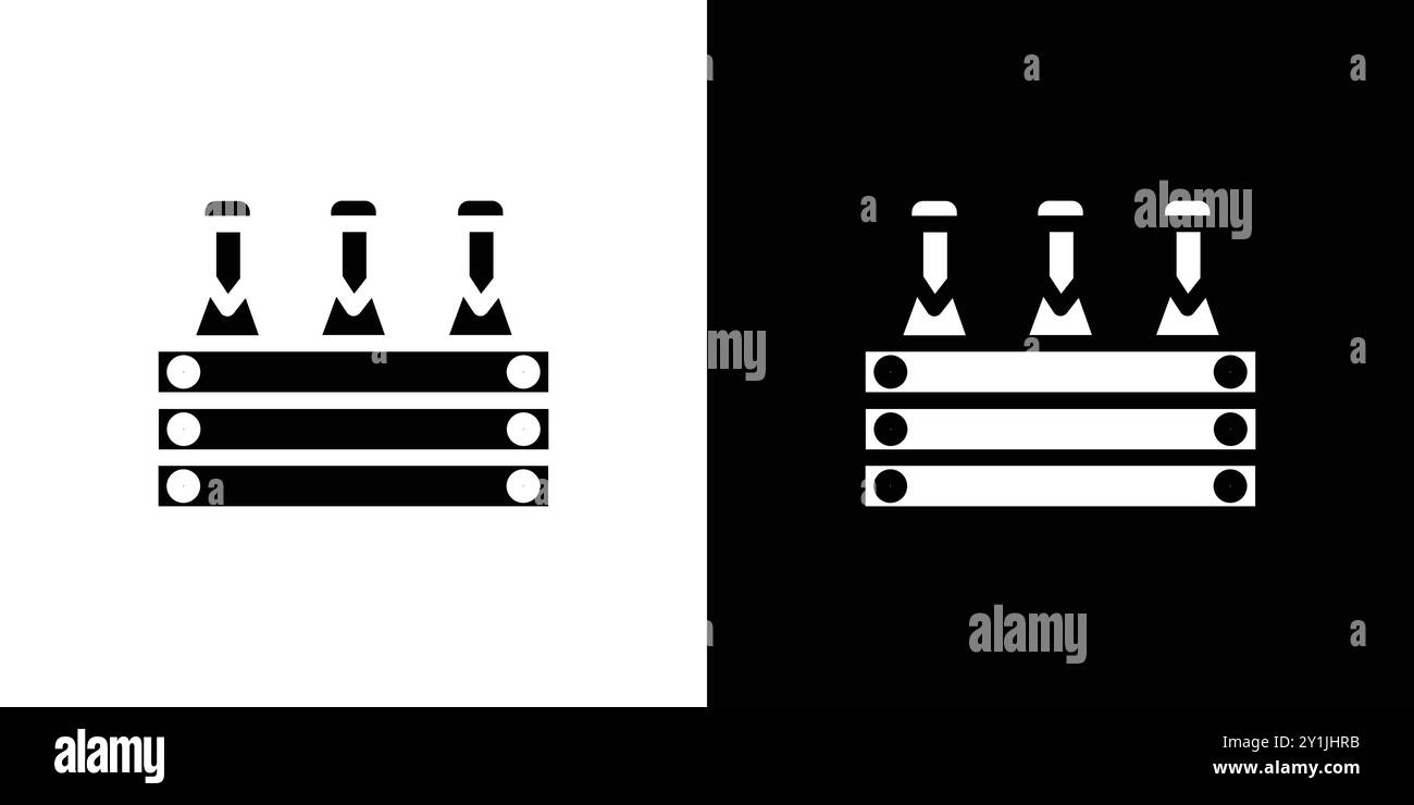 Bottiglie di birra nel cestino icona design semplice simbolo vettoriale piatto contorno set collezione logo Illustrazione Vettoriale