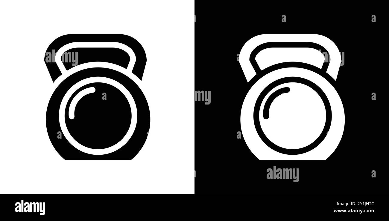 Design con icona Kettlebell simbolo vettoriale semplice contorno del logo della collezione Illustrazione Vettoriale