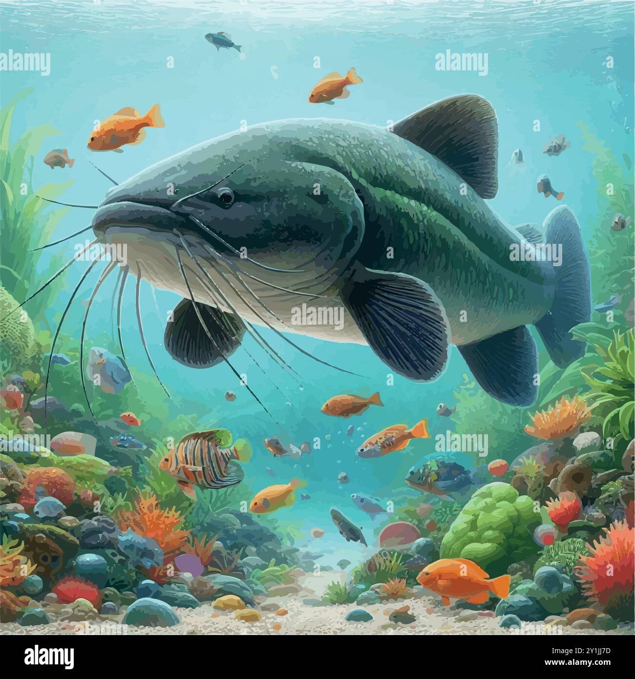 Piraíba Catfish: Il gigante sfuggente dei fiumi sudamericani. Illustrazione Vettoriale