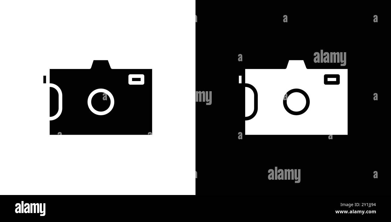 Nuovo design della fotocamera simbolo vettoriale semplice contorno del logo della collezione Illustrazione Vettoriale