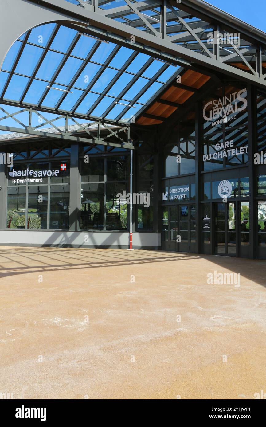 Gare du Châtelet. Ascenseur le Valléen. Aiguilles de Warens. Saint-Gervais-les-Bains. Alta Savoia. Auvergne-Rhône-Alpes. Francia. Europa. Foto Stock