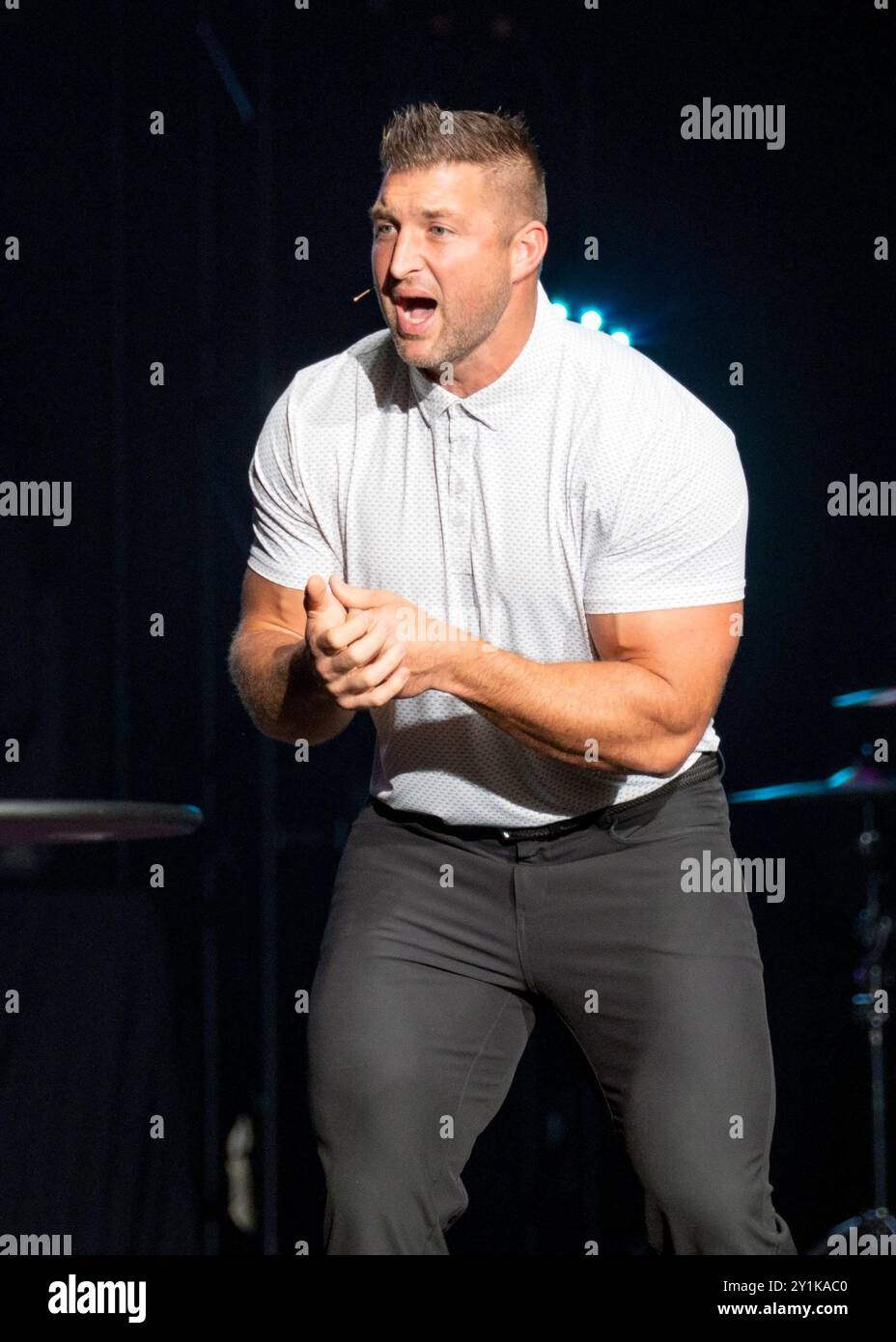 GAINESVILLE, FLORIDA, STATI UNITI. 05 SETTEMBRE 2024. La leggenda dei Florida Gators e il vincitore dell'Heisman Trophy Tim Tebow. Credito: Bill Ragan/Alamy Live News Foto Stock