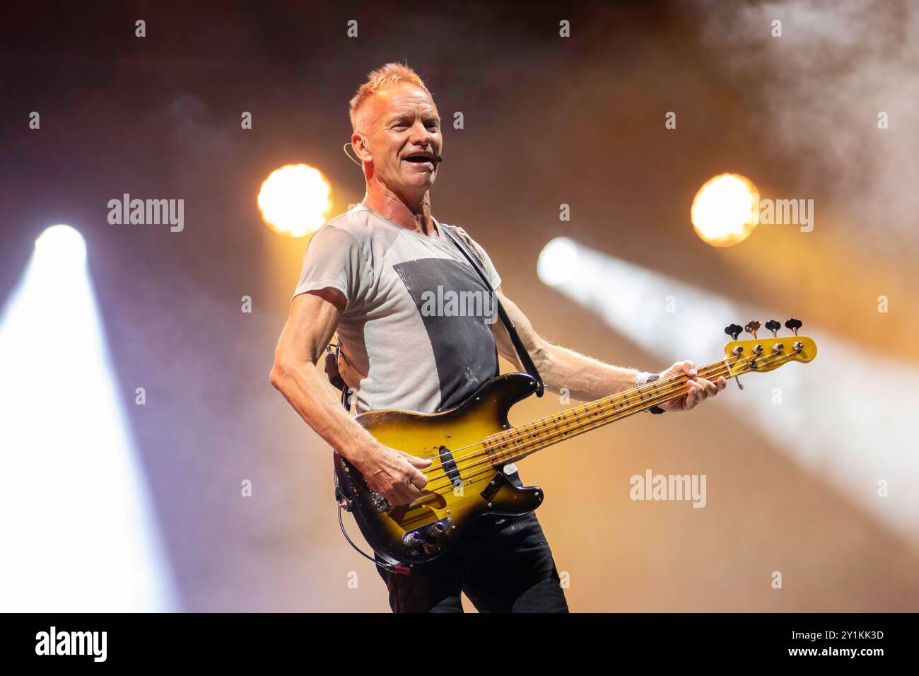 Preston, Inghilterra, 7 settembre 2024. Sting ha fatto da headliner al Main Stage della BBC radio 2 nel Park di Preston. Crediti: Izzy Clayton/Alamy Live News Foto Stock