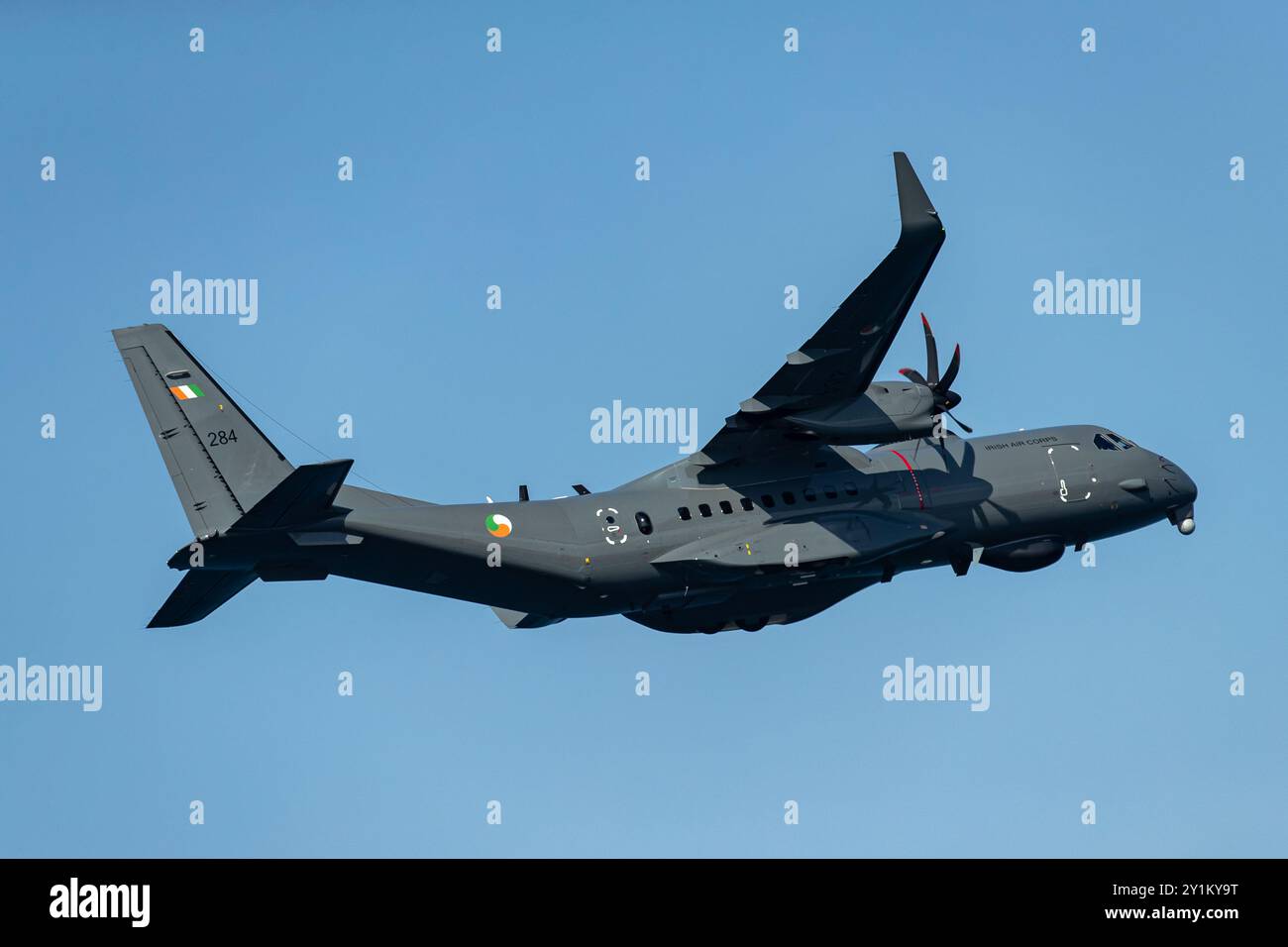 Portrush, Regno Unito. 7 settembre 2024. 07/09/2024 Portrush Portrush Airshow 2024 Pilatus PC-12 è un versatile velivolo turboelica monomotore utilizzato per il trasporto, la sorveglianza e le missioni di evacuazione medica all'interno dell'Irish Air Corps. Nota per la sua lunga portata, l'affidabilità e la capacità di operare da basse piste di atterraggio. Crediti: Bonzo/Alamy Live News Foto Stock