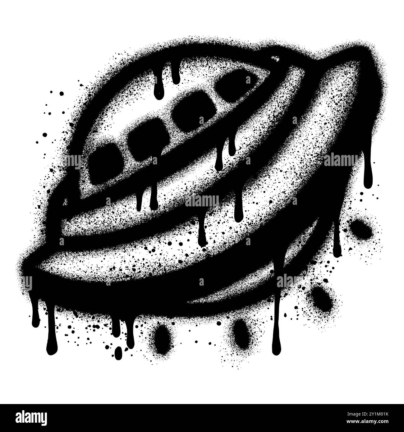 Icona ufo Graffiti verniciata a spruzzo isolata con sfondo bianco. Design vettoriale Street art. EPS 10. Illustrazione Vettoriale