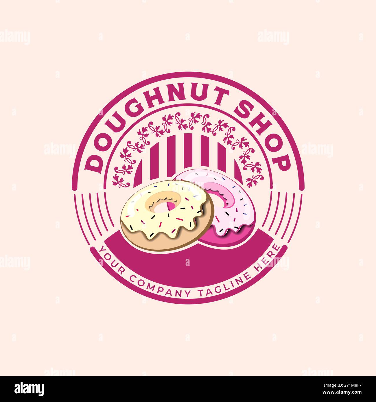 Disegno illustrativo modello vettoriale con logo Doughnut, logo logo Doughnut per il negozio Doughnut Illustrazione Vettoriale
