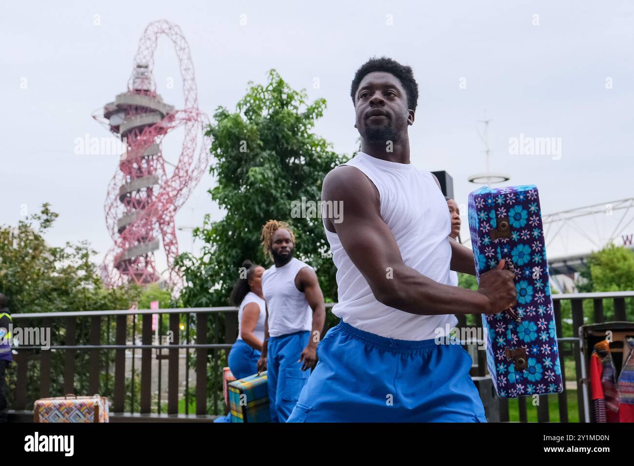 Londra, Regno Unito, 7 settembre 2024. Patois, di Jeanefer Jean-Charles, è una performance che unisce coreografia caraibica e una partitura originale. Dancing City, un evento di danza contemporanea all'aperto, parte del Greenwich+Docklands International Festival (GDIF) si è svolto a Stratford e al Queen Elizabeth Olympic Park. Credito: Fotografia dell'undicesima ora/Alamy Live News Foto Stock