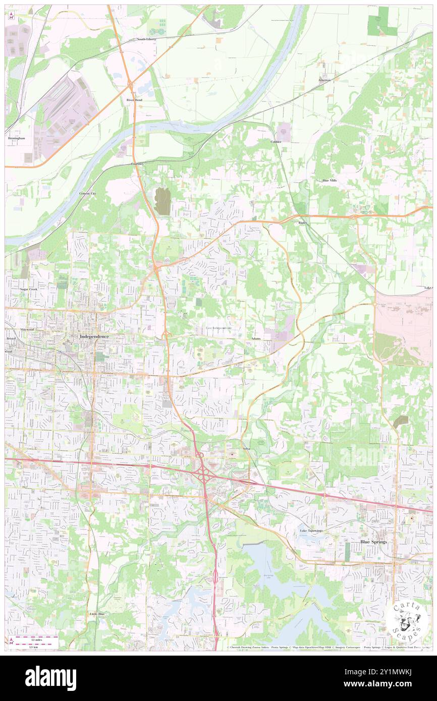 East Independence, Jackson County, Stati Uniti, Stati Uniti, Missouri, N 39 5' 44'', S 94 21' 18'', MAP, Cartascapes Map pubblicata nel 2024. Esplora Cartascapes, una mappa che rivela i diversi paesaggi, culture ed ecosistemi della Terra. Viaggia attraverso il tempo e lo spazio, scoprendo l'interconnessione del passato, del presente e del futuro del nostro pianeta. Foto Stock