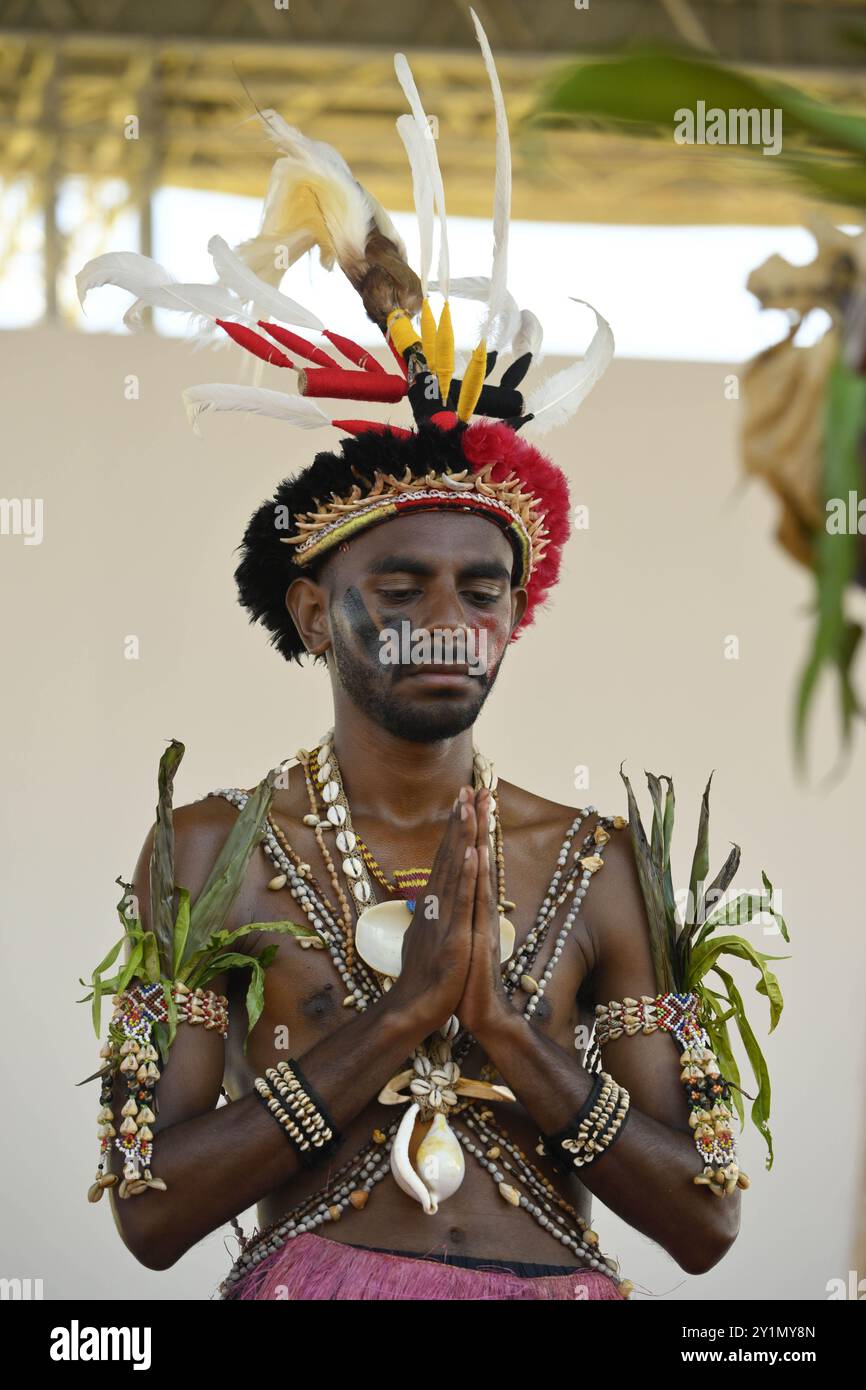 **NO LIBRI** Papua nuova Guinea, Port Moresby, 2024/9/8. Papa Francesco tiene una Santa messa allo stadio Sir John Guise di Port Moresby, Papua nuova Guinea Fotografia dei MEDIA VATICANI /Catholic Press Photo Foto Stock